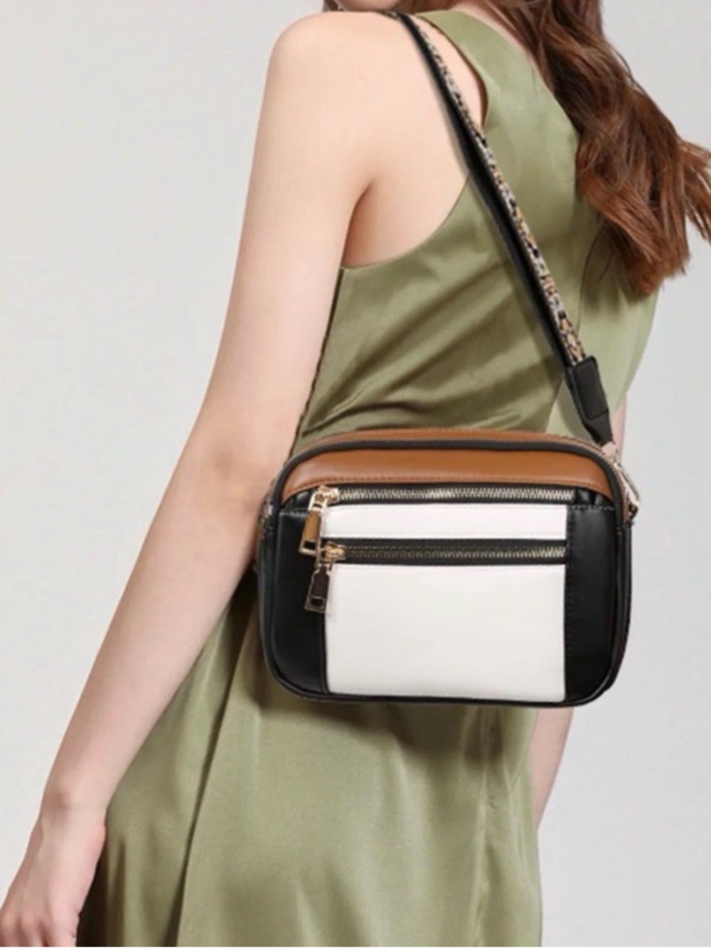 GAEKEAO Women’s Crossbody Purse Multi Pocket Shoulder Handbag Black/White/Brown - Picture 4 of 10